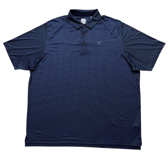 Callaway Polo Shirt Mens 3XLT Opti-Dri Swing Tech Golf Stretch Polka Dot Blue - Picture 1 of 7